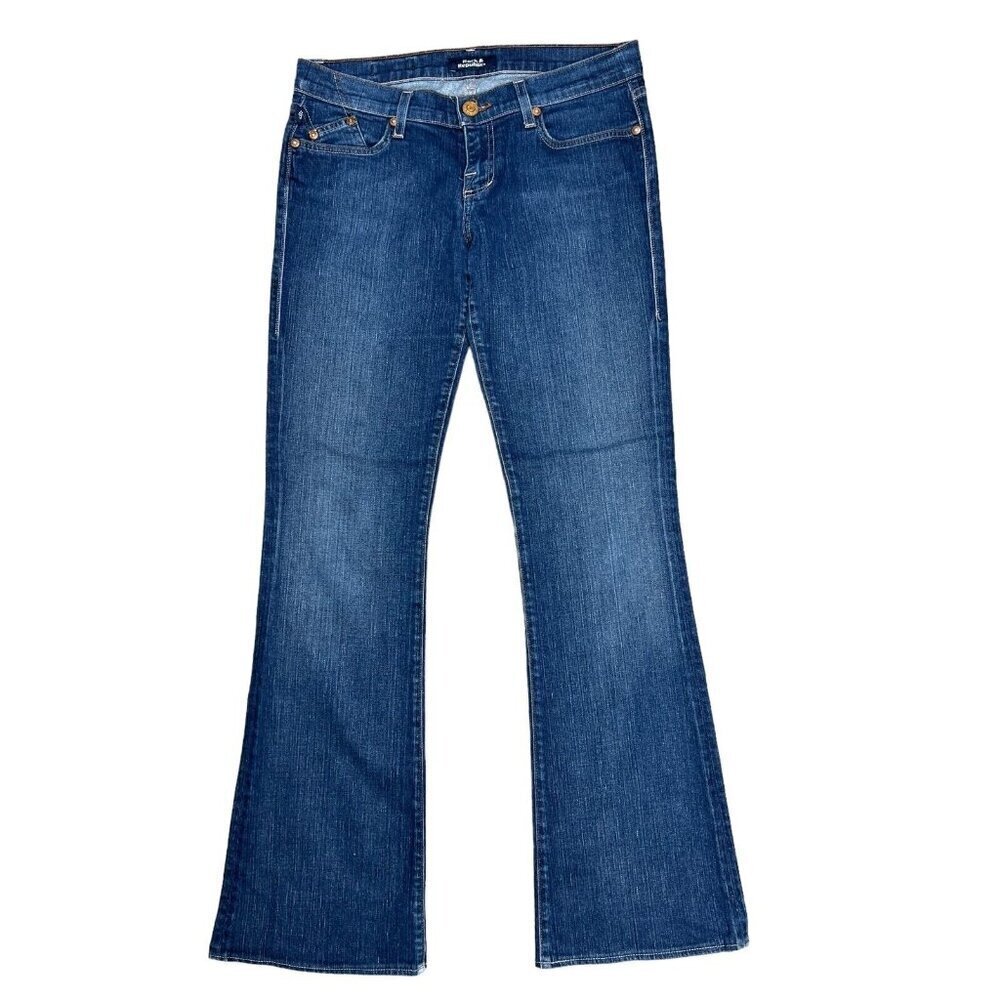 Rock & Republic Jeans Womens Size 29 Blue Denim Flare Leg‎ Stretch Low Rise